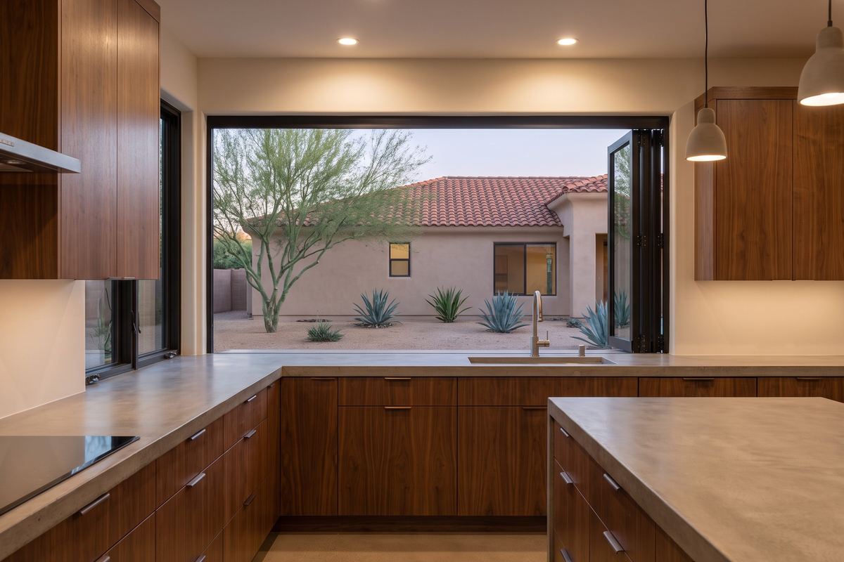 Walnut kitchen to the patio in DC Ranch