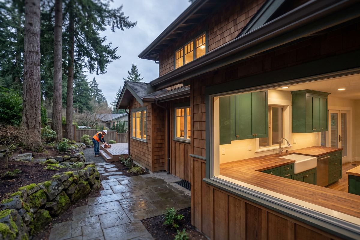 Green cabinets, butcher block in Gainey Ranch